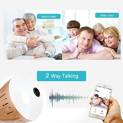 Symfury Bulb IP Camera 360 Panoramic WiFi Fisheye Spy Hidden Cameras with 2 Way Audio Night Vision Motion Detection Pet Baby Monitor for Outdoor Home Security Surveillance Cam for Android iPhone - Thumbnail 2