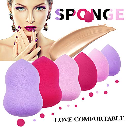 Makeup Blender Sponges Foundation Puff Benss Beauty Makeup Sponge Multi Shape Flawless Sponge for Liquid BB Creams Dual Use Makeup Sponges (Gourd Shape, Rose red)