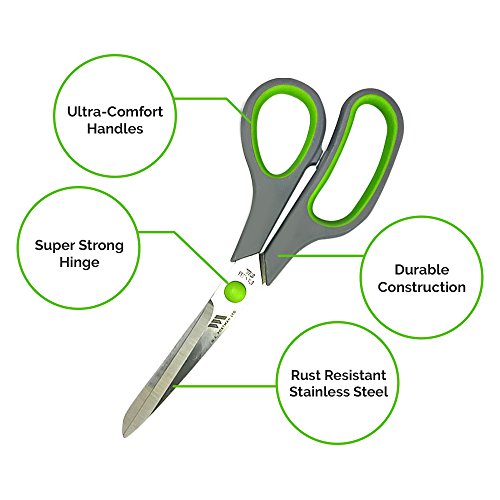 W.A. Portman Scissors Multi Pack - 6 Pairs All-Purpose Adult & Kid Sharp Scissors for Office, School, Craft, Kitchen, Fabric, Right & Left Handed Scissors (3 Colors, 8-inch)