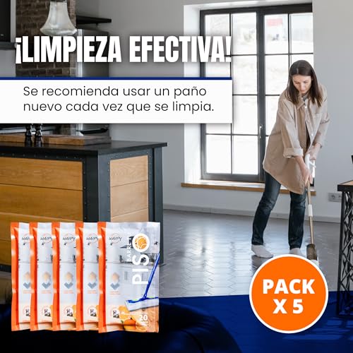 100 Paños Secos Ezee Glider | Sustituto Barrido Tradicional - Atrapa Polvo y Pelo | Repuestos de Paños de Limpieza Aroma Cítrico | Limpian Madera, Azulejo y Linóleo | Compatibles con Cualquier Baston