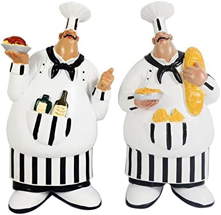 Kiaotime 150584Qt Set Of 2 Italian Chef Figurines Kitchen Decor Adorable Cooking Fat Chef Wall Art Hanging Sign Kitchen Wall Sign Plaque