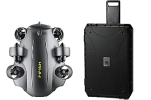 QYSEA FIFISH V6 Expert M200 with Industrial Case, AI Vision Lock Underwater Drone, QYSEA Underwater Robot with 6 Hours Working Time, Q-interface, Portable ROV with 4K Camera,660ft Dive
