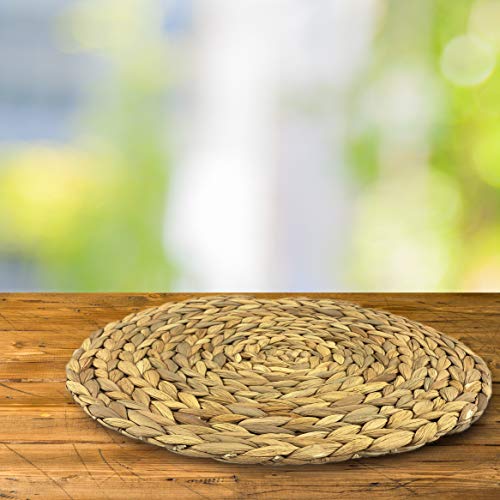 Large Round Woven Placemats for Dining Table 4 Pack Natural Water