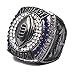 Decade Awards 2019 Fantasy Football Champion Ring - Gunmetal Finish - Heavy FFL League Champ Ring with Stand