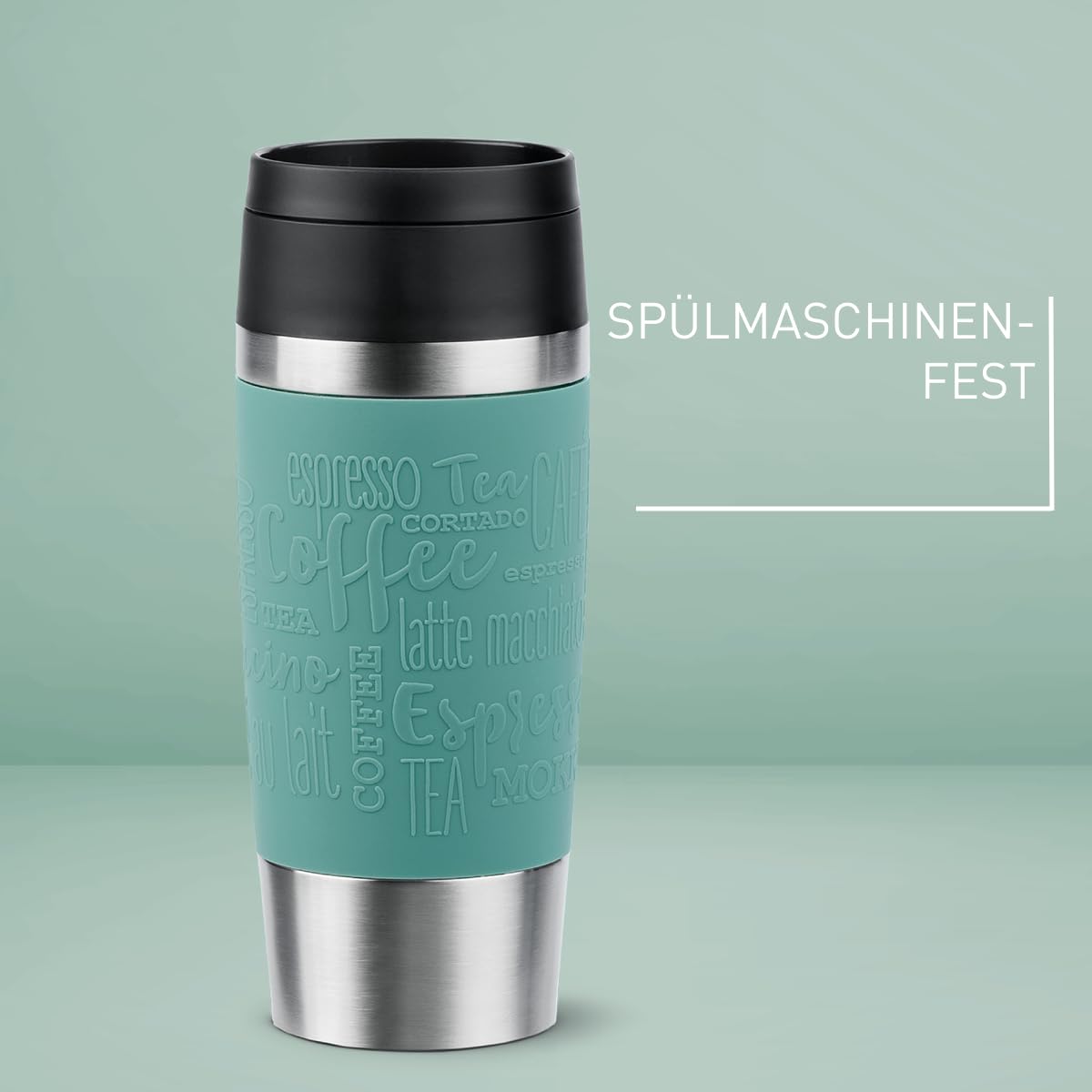 Emsa N20210 Travel Mug Classic Isolierbecher 0,36 Liter | neuer Komfort-Schraubverschluss | Edelstahl | 4h heiß und 8h kalt | 100% dicht | spülmaschinenfest | 360°-Trinköffnung | Petrol 6