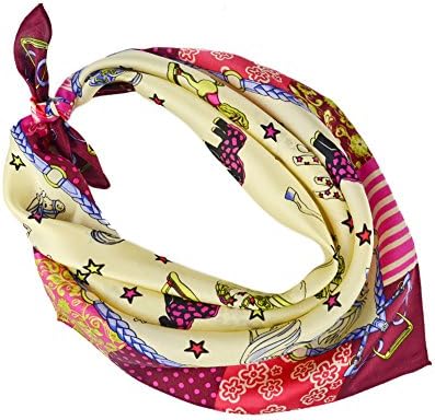 ANZINYI Women's 100% Silk Scarf Red Carriage Printed
