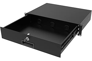 QiaoYoubang 2U Server Cabinet Case 19 Inch Rack Mount Lockable Drawer with Key, 12.6 Inch Depth