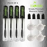 Empty Mascara Tube by Sky Organic (pack of 4) -Empty 10 ml Mascara Bottles With Wand Applicators and Funnels for Castor Oil - Ideal Kit DIY Cosmetics- contains 4 tubes, 4 rubber inserts & 4 funnels