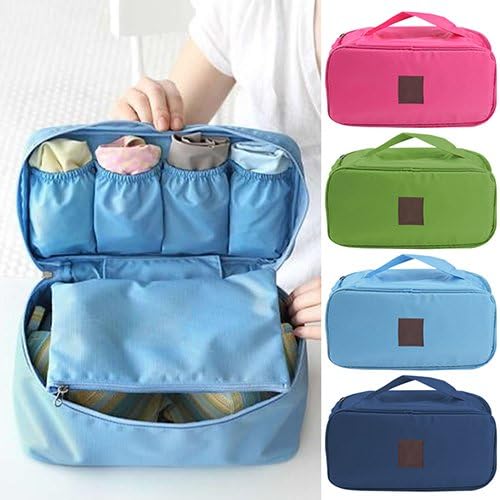 Mflbefulmel 1Pc Portable Travel Clothes Storage Bags Bra Underwear Lingerie Storage Case Travel Toiletry Bag Waterproof Makeup Cosmetic Organizer Bag Hanging Toiletry Bag Dark Blue
