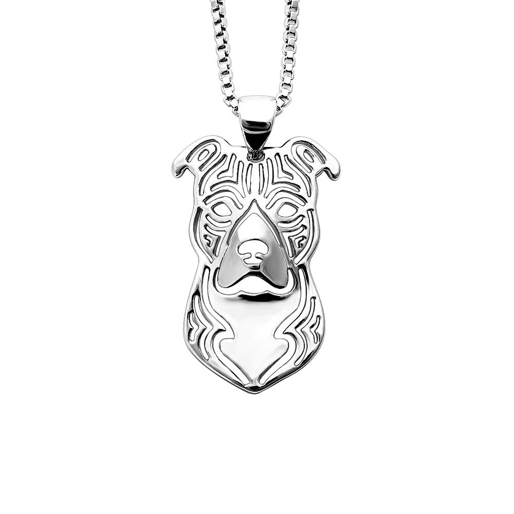 Pit Bull Necklace Earrings Set for Women by Ginger Lyne| Dangle Staffordshire Terrier Dog Pendant and Chain and Dangle Earrings for Her | Sterling Silver Puppy Pitbull Jewelry for Dog Moms