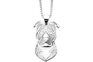 GINGER LYNE COLLECTION Pitbull Dog Sterling Silver Necklace Dangle Earrings Set by Ginger Lyne Ears Down Puppy Dog Pet Pendant Box Chain Doggie Animal Paw Print Heart Jewelry for Pit Bull Mom
