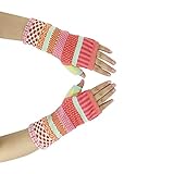 Zmart Women Winter Boho Glove knitted Cotton fingerless Mittens