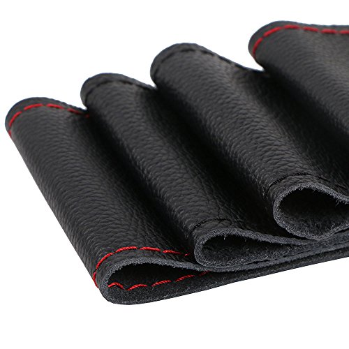 O SHI CAR Buttermilk Skin Steering Wheel Cover Universal, Classical DIY Soft Sew Car Steering-wheel Case With Needle And Thread For Diameter 14.5-15.3 Inch Red - Thumbnail 7