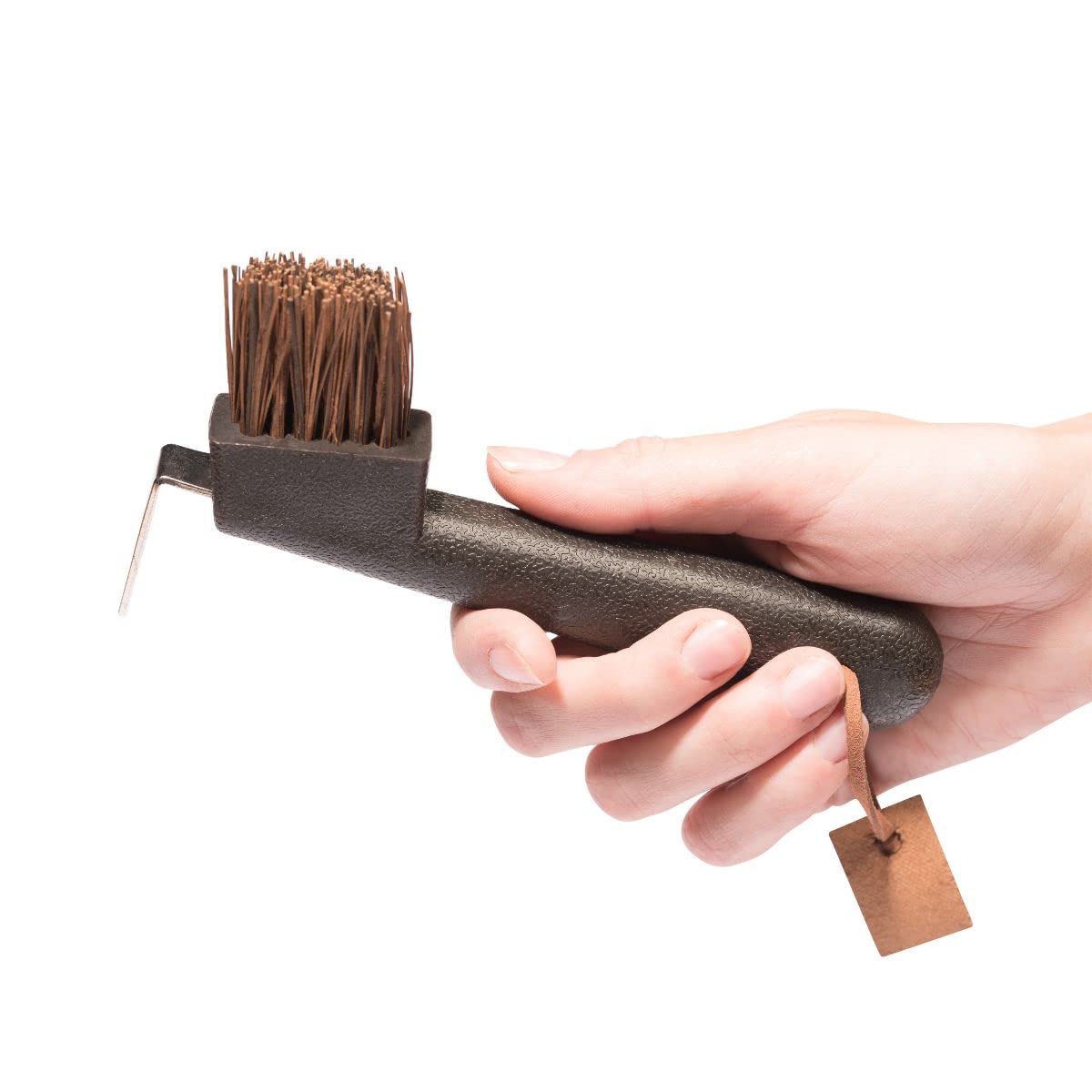 Animalon, natural bristle hoof scraper with a brush, ergonomic hoof scraper for horses, 2 in 1, in brown for the horse hoof care, high quality cleaning equipment for horses
