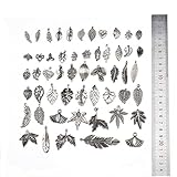 50Pcs Antique Silver Different Design leaves Charms For DIY Jewelry Making