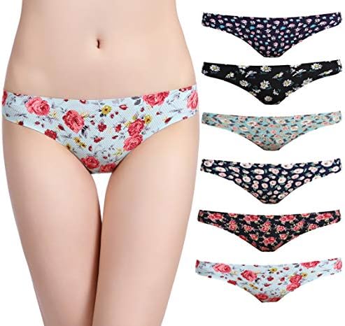 JAYHouse Womens Bikini Panties Floral Print Seamless Underwear 3 to 6 Pack