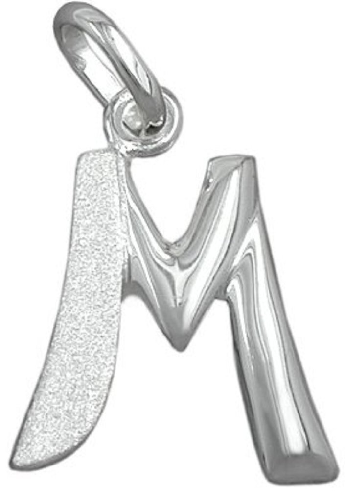 Jewelry necklace pendant letter M of 925 silver 15 x 11 mm