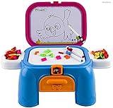 WolVol Drawing Board with Magnetic Letters and Numbers & Colorful Markers for Kids - Folds into Step-Stool, Compact for Storage