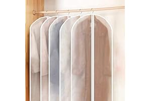 DYRABREST 5 Pack Hanging Garment Bag, Dust-Proof Dress Bag Suit Storage Protector with Zipper for Long Dresses, Suit, Coat Closet Clothes Storage(M)