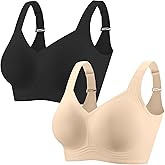 PoseFree Womens Seamless Wireless Supportive Bra Push Up Comfort Soft No Underwire Full Coverage T-Shirt Bra