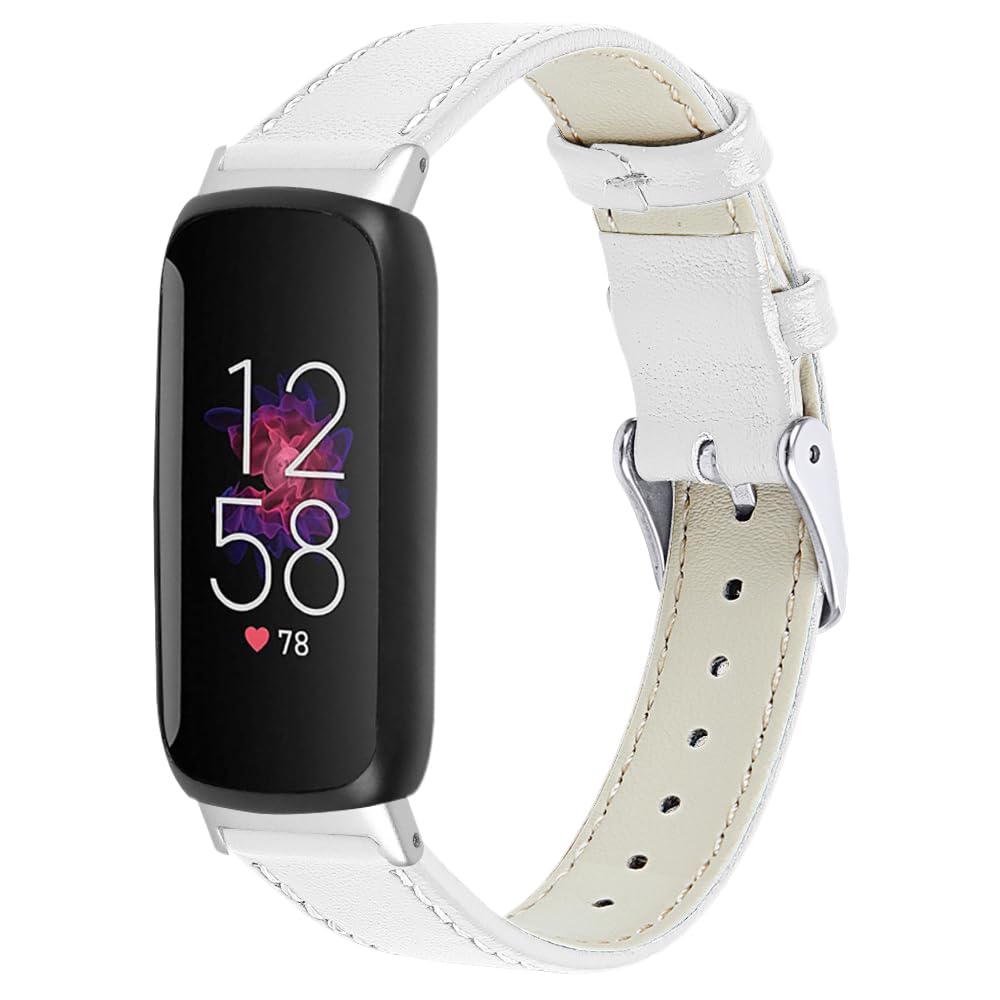 SeNool PU Leather Strap Compatible with Fitbit Inspire 3, Men and Women Soft Breathable Replacement Watch Strap Bands Compatible with Fitbit Inspire 3 - White