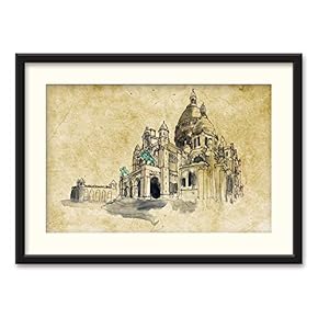 SIGNFORD Black Framed Canvas Wall Art Architectural Drawing...