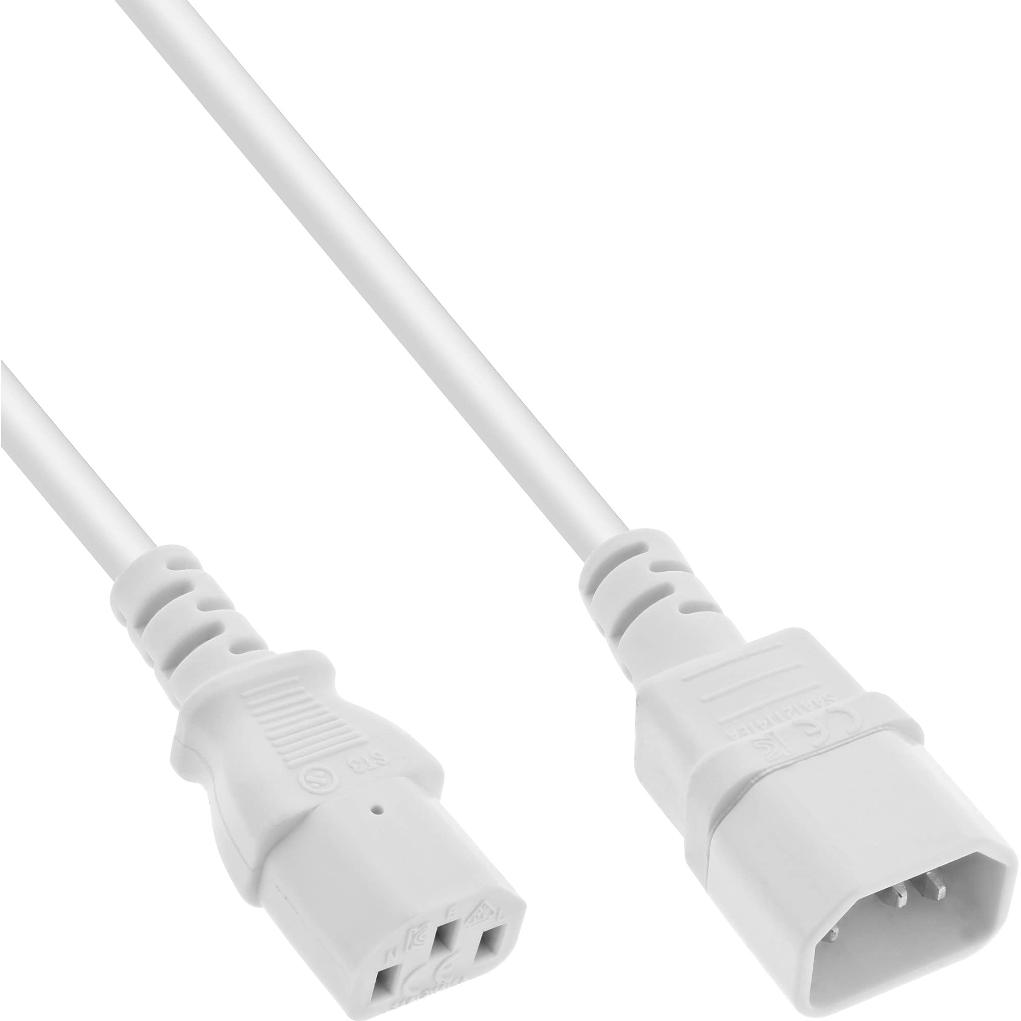InLine 1m 2x3p IEC - power cables (Male/Female, Straight, Straight, White)