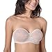 DOBREVA Women's No Padding Strapless Lace Bra Underwire Multiway See-Through Beige 34DD