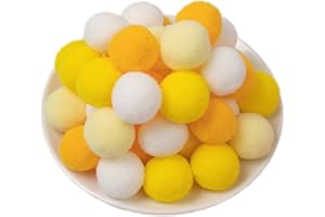 QIKAARA 100 Pieces Pom Poms Yellow and White, 1.2 inch Large Craft Pompoms, Soft Fluffy Puff Balls for DIY Arts and Bulk Craft Making Decorations Supplies (Yellow Series, 3 cm / 30 mm)
