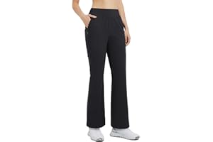 baleaf Women's 26"/29" Work Pants Stretchy Golf Lightweight Stretch Flare Dress Pant Pockets Bussiness UPF 50+