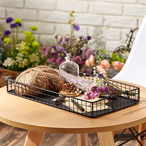 MyGift Black Metal Wire Nesting Serving Trays, Decorative Storage