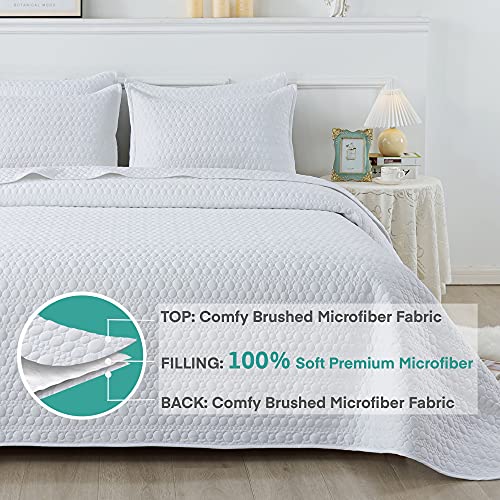 Litanika White Quilt Queen(90x90Inch), 3 Pieces (1 White Dot Quilt and