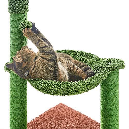 Catinsider 35 Inches Cactus Cat Tree with Hammock and Full Wrapped