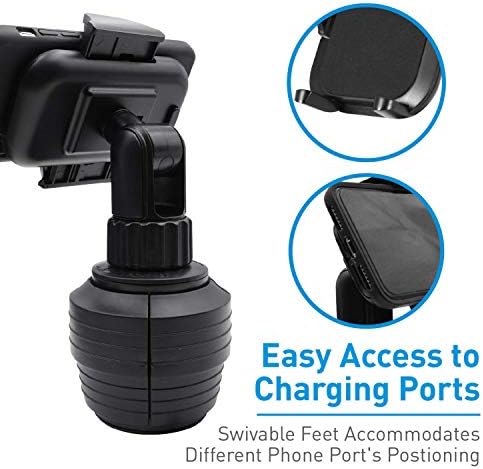 Cup Holder Cellphone Mount for Automobile - Adjustable Smartphone Cradle for iPhone and Samsung
