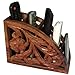ITOS365 Wooden Floral Carved Remote Control Rack Stand Holder Storage Organizer Home Office Decor
