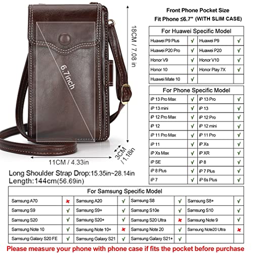 YOVIEE Small Crossbody Bags For Women,Multi-Function Cell Phone Shoulder Bag,Clutch Purse Handbags RFID Wristlet Wallet,Large Capacity Card Holder - Coffee
