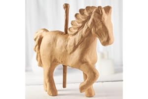 FACTORY DIRECT CRAFT Dimensional Unfinished Paper Mache Carousel Horse - Ready to Paint and Personalize Decoupauge DIY for Birthday Party, Baby Shower or Christmas Holiday Decoration (17" high)