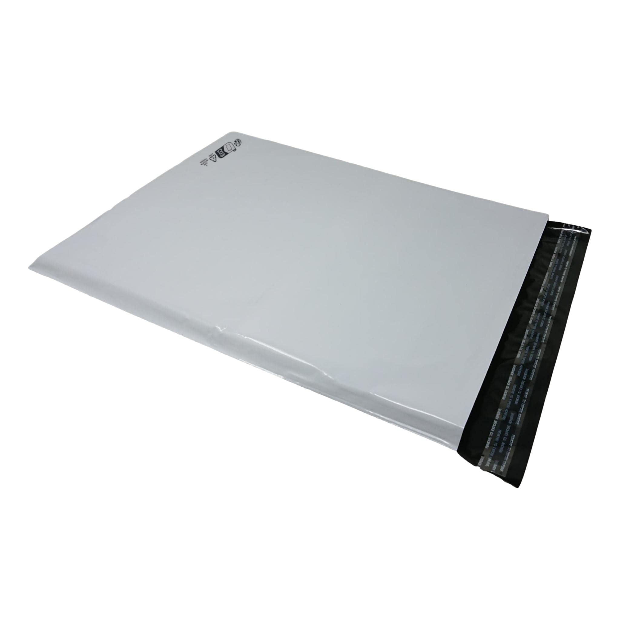 50 Plastic expédition350 Envelope x 450 mm + 40 mm Flap Opaque White Envelope Ripstop