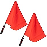 DOITOOL Referee Flags 2 Pack 18X14 Inch Handheld Soccer Linesman Flags with Stainless Steel Poles and Comfortable Sponge Handles for Outdoor Sports and Traffic Signal