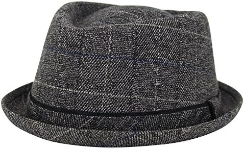Men's Short Brim Fedora Hat (Charcoal, Small/Medium)