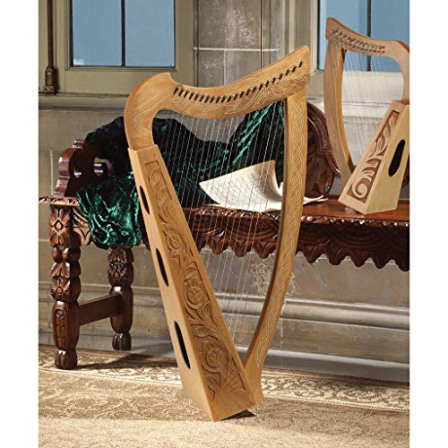 Design Toscano Celtic Knot Walnut Heather Harp Instrument and Display