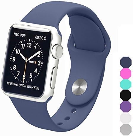 Sxciw Apple Watch Band, Soft Silicone Sports Replacement Wristband for Apple Watch (Midnight blue, 42mm-S/M)