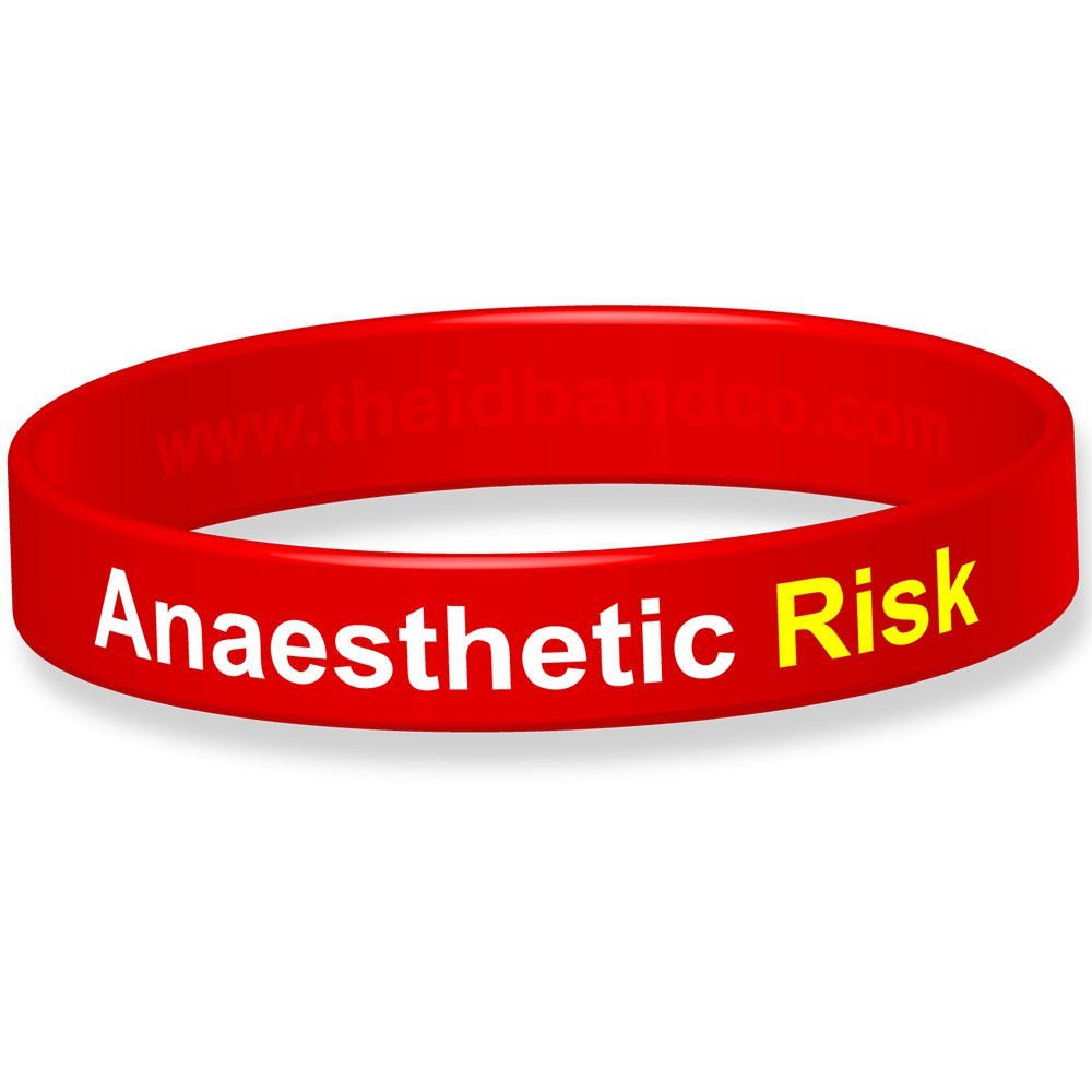 The ID Band Company Anaesthetic Risk Silicone Wristband-16cm -Red IDBANES