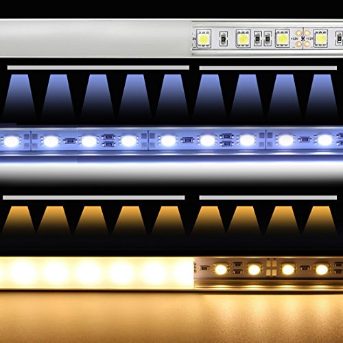 uxcell LED Aluminum Channel System - 1M/3.28 FT white aluminum channel with Milky White Cover for LED Strip Light Installations - 10 Packs (CN508, 1mx24.7mmx7mm)