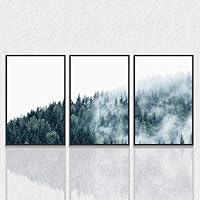 3 Piece Framed Canvas Wall Art Misty Forest Canvas Prints Home Artwork Decoration for Living Room,Bedroom - 16