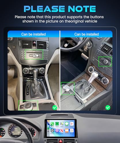 4G+128G Android Car Radio for Mercedes Benz C Class W204 S204 with COMAND 2006-2011, 9" In-Cell Screen Wireless Carplay Android Auto GPS Navi WiFi FM/RDS/EQ Bluetooth Mirror Link SWC Backup Camera