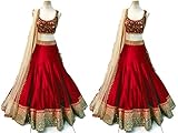 Lehenga Choli Designer Indian Ghaghra Dress Bollywood Replica Ethnic Party (Unstitched, Red)