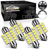 Partsam 31mm 4Pcs White LED Light Bulbs Error Free Canbus DE3021 3175 for Interior Lights Map Dome Door Courtesy Light Bulbs