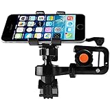 Bike Phone Mount, Airsspu Universal Cell Phone Bicycle Rack Handlebar Flashlight Holder for iPhone 6 6 Plus 6S 6S plus 5S 5C, Samsung Galaxy S3 S4 S5 S6 S7 Note 3/4/5,Nexus,HTC,LG,BlackBerry (Black)