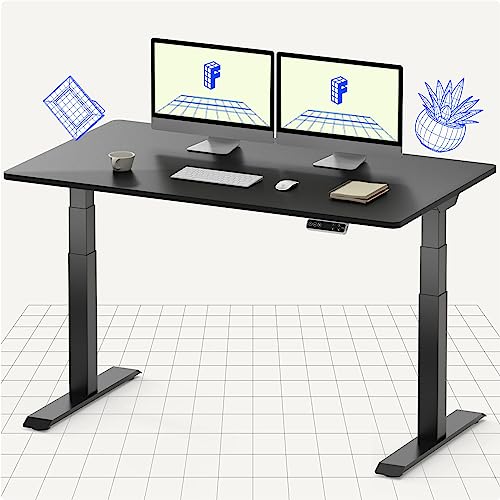 FLEXISPOT Electric Standing Desk E7, Height Adjustable Desk with Whole-Piece Board and Dual Motor 3 Stages, 55x28 Inch, 4 Presets, Large Load Capacity Stand Up Desk Workstation Home Office Computer